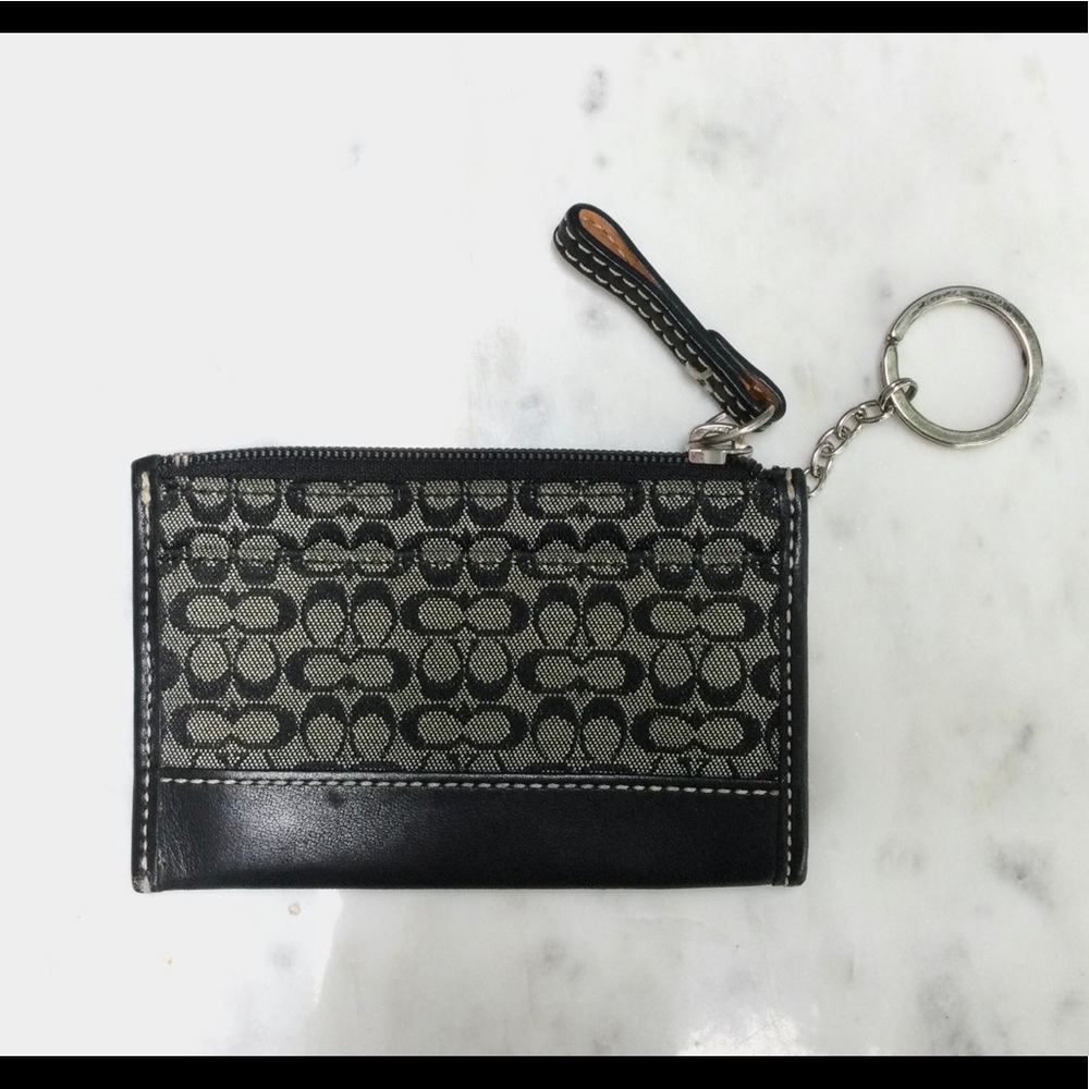 Vintage Coach Coin Card Case With Keyring - image 1